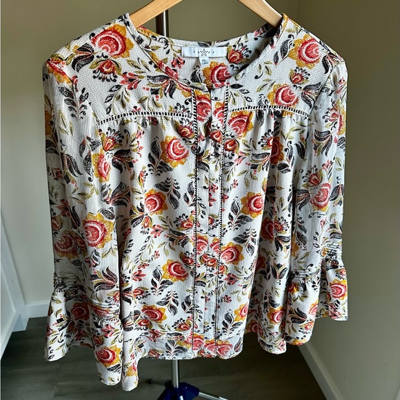 Fever Tops - SOLD✅ Fever XL Floral Blouse - Red, Orange, Black